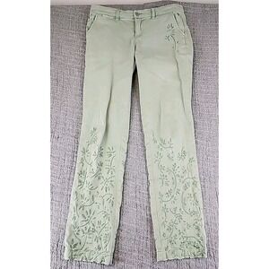 Pilcro And The Letterpress Green Womens Embroidered Slim Fit Hyphen Jeans 26